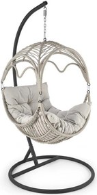 Balansoar gradina RASMUS, negru/bej, ratan sintetic, 85x60x202 cm