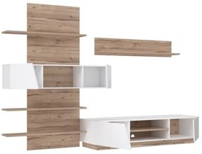 Set Living Hulon Stejar Pardosit Si Alb Lucios, 295.7 cm