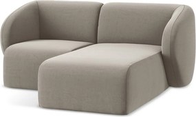 Colțar maro deschis cu tapițerie din catifea (cu colț pe partea dreaptă/cu șezlong) Lani – Makamii