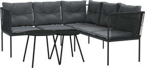 vidaXL Set canapea de grădină cu perne, negru, oțel și textilenă
