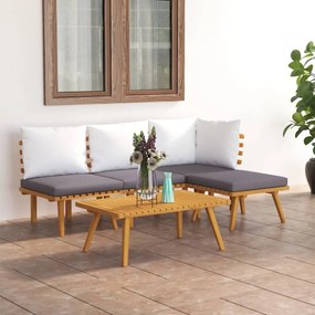 3087002 vidaXL Set mobilier de grădină cu perne, 5 piese, lemn masiv acacia