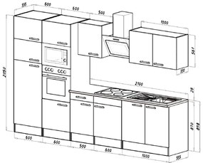 Mobilă de bucătărie Yorki 330, corp alb, cu față alb satinat