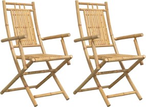vidaXL Scaune de grădină pliabile, 2 buc., 53x66x99 cm, bambus