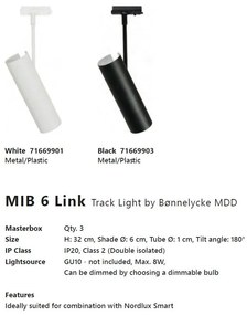 Accesoriu, Spot directionabil Mib 6 negru, pentru sina Nordlux Link