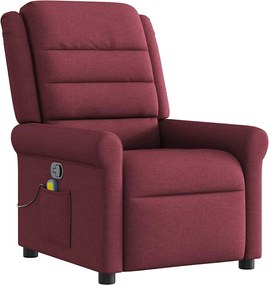 vidaXL Fotoliu de masaj rabatabil, roșu vin, material textil