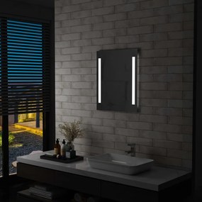 vidaXL Oglindă cu led de perete pentru baie cu raft, 50 x 70 cm