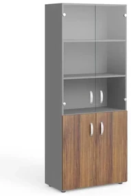 Dulap înalt Manager 79,9 x 42,2 x 196,5 cm, nuca warmia / gri