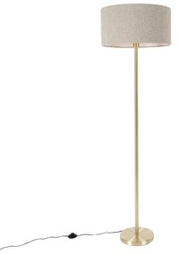 Lampă de podea alamă cu abajur boucle taupe 50 cm - Simplo