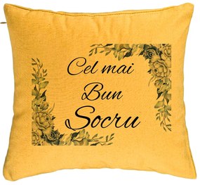 Perna Decorativa pentru Socrul 2, 40x40 cm, Galben, Husa Detasabila, Burduf