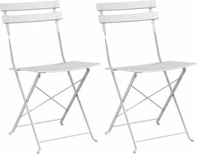 vidaXL Scaun pliabil pentru grădină 2 pcs Alb 42 x 46 x 82cm Metal