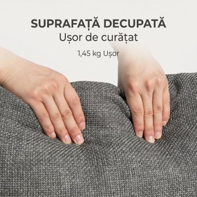 HOMCOM Canapea de 3 Locuri din Material Textil cu Brațe, Perne Căptușite și Înveliș cu Efect de In, 237x94x102 cm, Gri | Aosom Romania