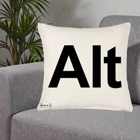 Perna Personalizata Tasta Alt Tipografie Bold, 40x40 cm, Crem Reliefat, Husa Detasabila, Perna Inclusa, BEKZ®