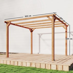 Outsunny Pergolă Gazebo 3x3 m din Lemn de Brad, Pergolă pentru Grădină cu Suporturi Triunghiulare și 5 Grinzi pentru Plante Cățărătoare, Pergolă din Lemn pentru Exterior, Patio, Terasă, Aspect Lemn de Arțar | Aosom Romania