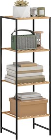 HOMCOM Raft din bambus și oțel, cu 4 polițe, raft cu 4 niveluri, 36,5 x 33 x 110 cm, lemn natural | Aosom Romania
