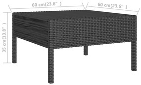Set mobilier de gradina cu perne, 6 piese, negru, poliratan 2x colt + 3x mijloc + masa, 1
