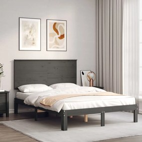 3193658 vidaXL Cadru de pat cu tăblie, gri, 120x200 cm, lemn masiv