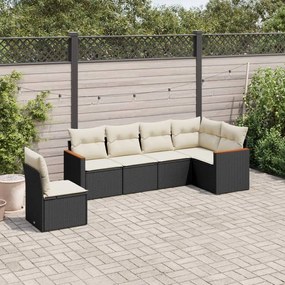 3226014 vidaXL Set mobilier de grădină cu perne, 6 piese, negru, poliratan