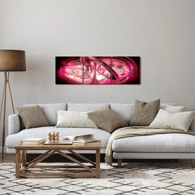 Tabloul cu fractali roz (cu ceas) (90x30 cm)