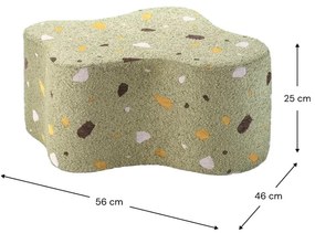Puf de copii verde cu tapițerie din țesătură bouclé/cu tapițerie din chenille Terrazzo Cloud – Wigiwama