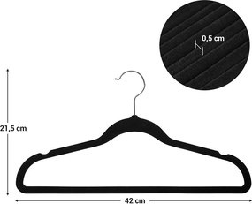 Umerase pentru haine acoperite cu catifea 30 bucati 42 cm Negru