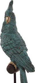 Statuetă decorativă din polirășină, albastru, papagal pe suport, 35 x 13 x 10 cm, „Perico”