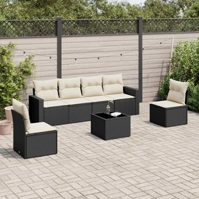 3251153 vidaXL Set canapele de grădină cu perne, 7 piese, negru, poliratan