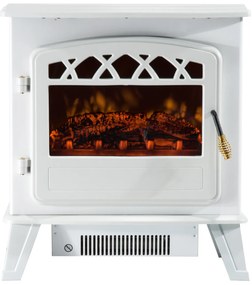 Homcom Soba Electrica de Sol cu Efect Flama Reglabila 1800W, Alb, 51x31x56cm