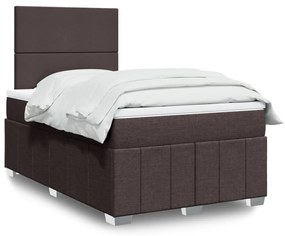 vidaXL Pat box spring cu saltea, maro închis, 120x200 cm, textil