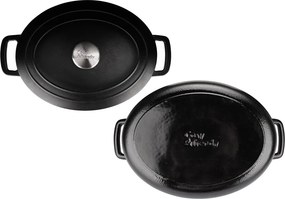 Oală fontă emailată ovală cu capac 31x24 cm Negru Fontestic Cosy &amp; Trendy 9967314