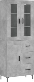 vidaXL Dulap înalt, gri beton, 69,5x34x180, lemn compozit