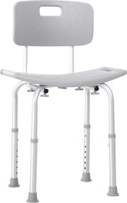 Scaun de dus HOMCOM din Aluminiu si Plastic, Inaltime reglabila 8 Niveluri 71-78.5cm Picioruse antiderapante | Aosom Romania