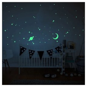 Autocolant fosforescent pentru perete Ambiance Moon and Planets