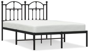 353437 vidaXL Cadru de pat metalic cu tăblie, negru, 120x200 cm