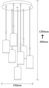 Lustră de 7 becuri Opviq lights Kem Tube, auriu