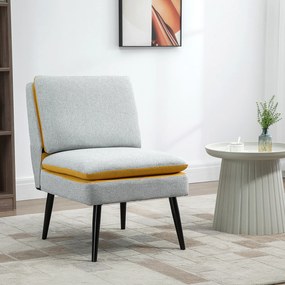 HOMCOM Fotoliu de design tapitat cu picioare de otel, fotoliu modern din material gri si galben, 58x75x85cm | AOSOM RO