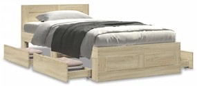 3295578 vidaXL Cadru de pat cu tăblie stejar sonoma 100x200 cm lemn prelucrat