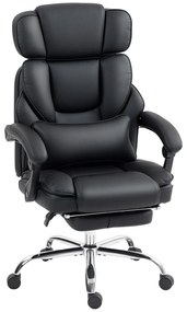 HOMCOM Scaun de Birou din Piele PU cu Suport pentru Picioare, Tetieră și Suport Lombar | Aosom Romania