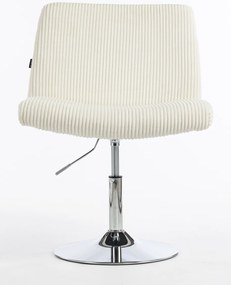 HR150N Scaun Alb din Catifea Reiată cu Bază Cromata