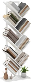 HOMCOM Etajeră în Formă de Copac cu 9 Rafturi și Sistem Antivârf pentru Sufragerie Dormitor 50x24x136 cm Alb | Aosom Romania
