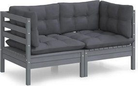 vidaXL Canapea de grădină cu 2 locuri, perne antracit, lemn masiv pin