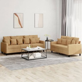 vidaXL Set de canapele cu perne, 2 piese, maro, catifea