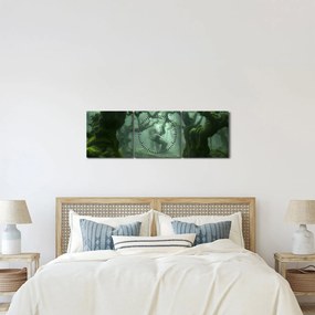 Tablou - O pădure acoperită de mușchi (cu ceas) (90x30 cm)