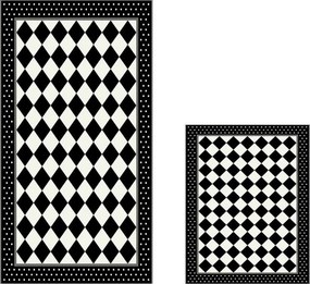 Set 2 covorase baie 510607, forma dreptunghiulara, poliester, negru/al