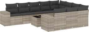 vidaXL Set canapele de grădină cu perne, 11 piese, gri, poliratan