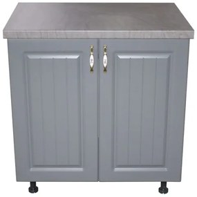 Masca pentru chiuveta cu 2 usi 80 cm Zebra, Alb/MDF Gri cu blat Beton, 80 x 85 x 60 cm