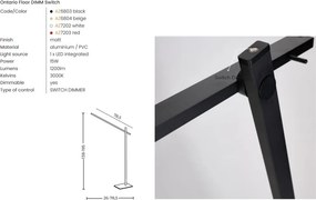 Lampa LED de podea stil minimalist ONTARIO BK DIMM SWITCH