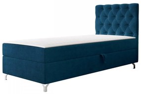 Pat de o persoană 80 cm Jenaks 1 (albastru) (cu somieră și saltea) (cu sp. depozitare) (S). 1103579