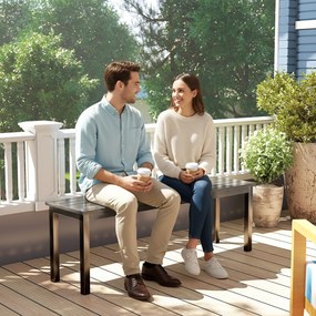 Outsunny Bancă de grădină cu 2 locuri, 130x34x43 cm, gri | Aosom Romania