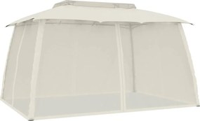 vidaXL Foișor cu acoperiș dublu/pereți din plasă crem 3,93x2,93 m oțel