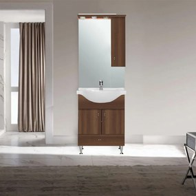 Dulap suspendat pentru baie Bianca Plus 65, culoare Aida, nuc, deschidere pe dreapta